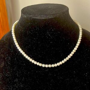 Freshwater pearl and sterling spacer beaded necklace